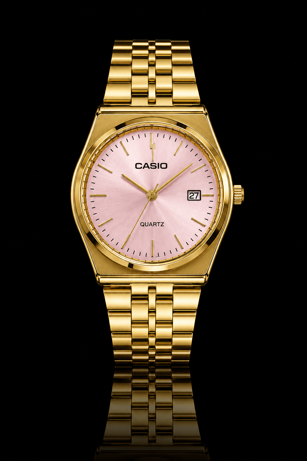 Vintage Gold-Tone Pink Dial